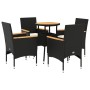 Set de comedor jardín 5 pzas con cojines ratán PE acacia negro de vidaXL, Conjuntos de jardín - Ref: Foro24-3278718, Precio: ...