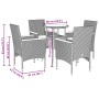 Set comedor jardín 5 pzas y cojines ratán sintético vidrio gris de vidaXL, Conjuntos de jardín - Ref: Foro24-3278724, Precio:...