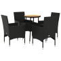 Set de comedor jardín 5 pzas con cojines ratán PE acacia negro de vidaXL, Conjuntos de jardín - Ref: Foro24-3278730, Precio: ...