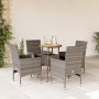 5-piece garden dining set with gray acacia PE rattan cushions by vidaXL, Garden sets - Ref: Foro24-3278732, Price: 301,53 €, ...