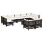 Gartensofa-Set 10-teilig mit schwarzen synthetischen Rattankissen von vidaXL, Gartensets - Ref: Foro24-3261998, Preis: 772,69...