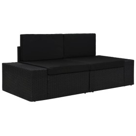 Black Synthetic Rattan 2 Seater Sectional Sofa by vidaXL, Modular outdoor sofas - Ref: Foro24-49505, Price: 189,99 €, Discoun...