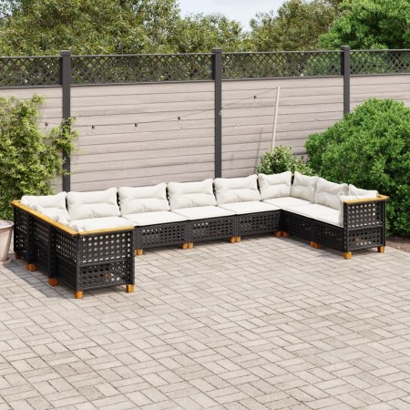 Set de sofás de jardín 10 pzas cojines ratán sintético negro de vidaXL, Conjuntos de jardín - Ref: Foro24-3262022, Precio: 79...