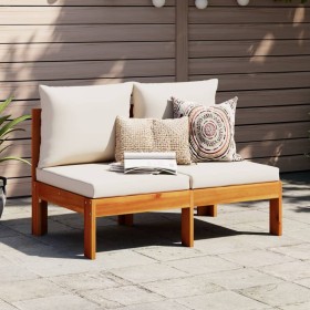 Gartensofa ohne Armlehnen mit Kissen 2-Sitzer aus Akazienholz von vidaXL, Modulare Sofas für den Außenbereich - Ref: Foro24-3...