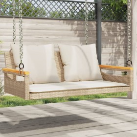 Schaukelbank mit beigen synthetischen Rattankissen 109x62x40 cm von vidaXL, Gartenbänke - Ref: Foro24-368148, Preis: 120,10 €...