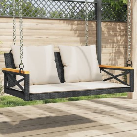 Swing bench with black synthetic rattan cushions 109x62x40 cm by vidaXL, garden benches - Ref: Foro24-368155, Price: 120,40 €...