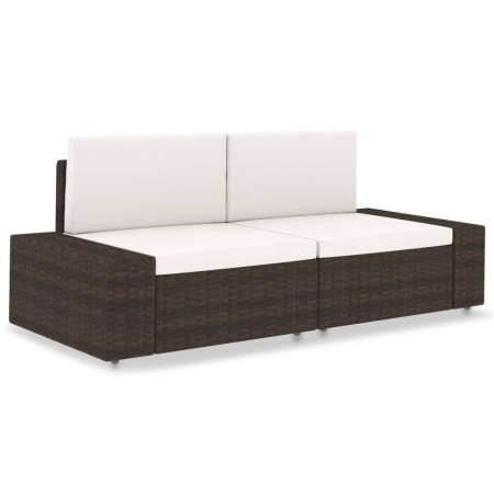 Braunes 2-Sitzer-Sofagarnitur aus synthetischem Rattan von vidaXL, Modulare Sofas für den Außenbereich - Ref: Foro24-49515, P...