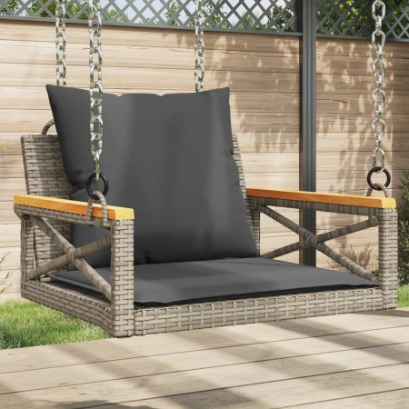 Swing bench with gray synthetic rattan cushions 63x62x40 cm by vidaXL, garden benches - Ref: Foro24-368174, Price: 85,23 €, D...