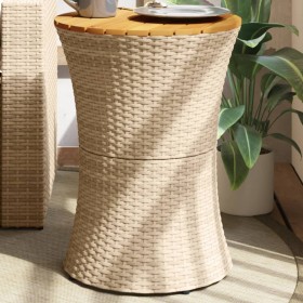 Mesa de jardín forma de tambor ratán sintético y madera beige de vidaXL, Mesas de jardín - Ref: Foro24-368298, Precio: 78,99 ...