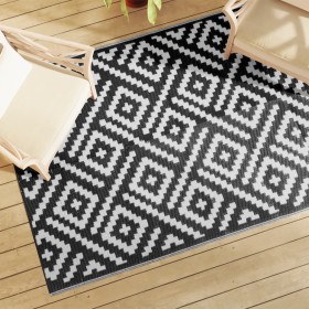 Black and white PP outdoor rug 140x200 cm by vidaXL, Outdoor protectors - Ref: Foro24-368576, Price: 30,99 €, Discount: %