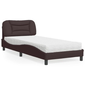 Cama con colchón tela marrón oscuro 80x200 cm de vidaXL, Camas y somieres - Ref: Foro24-3208495, Precio: 275,99 €, Descuento: %