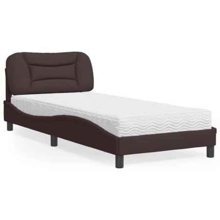 Cama con colchón tela marrón oscuro 80x200 cm de vidaXL, Camas y somieres - Ref: Foro24-3208495, Precio: 279,41 €, Descuento: %