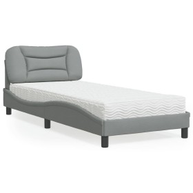 Bed with light gray fabric mattress 90x200 cm by vidaXL, Beds and slatted bases - Ref: Foro24-3208506, Price: 277,80 €, Disco...