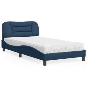 Bed with blue fabric mattress 100x200 cm by vidaXL, Beds and slatted bases - Ref: Foro24-3208519, Price: 292,99 €, Discount: %