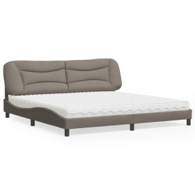 Cama con colchón tela gris taupe 200x200 cm de vidaXL, Camas y somieres - Ref: Foro24-3208559, Precio: 516,99 €, Descuento: %