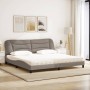 Bed with taupe gray fabric mattress 200x200 cm by vidaXL, Beds and slatted bases - Ref: Foro24-3208559, Price: 519,28 €, Disc...