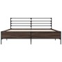 Engineered wood bed frame metal smoked oak 150x200cm by vidaXL, Beds and slatted bases - Ref: Foro24-3280049, Price: 149,52 €...