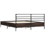 Engineered wood bed frame metal smoked oak 150x200cm by vidaXL, Beds and slatted bases - Ref: Foro24-3280049, Price: 149,52 €...