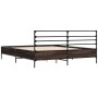 Engineered wood bed frame oak brown metal 160x200 cm by vidaXL, Beds and slatted bases - Ref: Foro24-3280056, Price: 161,95 €...