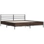 Oak brown metal engineered wood bed frame 180x200 cm by vidaXL, Beds and slatted bases - Ref: Foro24-3280061, Price: 167,57 €...