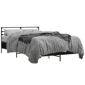 Estructura de cama madera de ingeniería y metal negro 140x190cm de vidaXL, Camas y somieres - Ref: Foro24-3280077, Precio: 14...