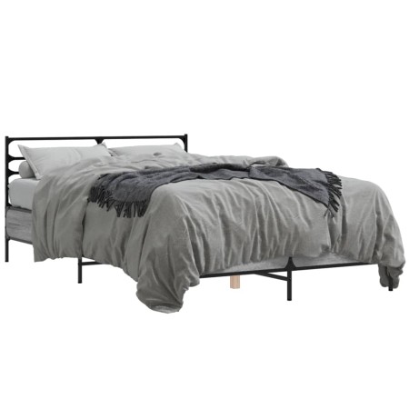 Estructura cama madera ingeniería metal gris Sonoma 140x190 cm de vidaXL, Camas y somieres - Ref: Foro24-3280080, Precio: 149...