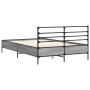 Estructura cama madera ingeniería metal gris Sonoma 140x190 cm de vidaXL, Camas y somieres - Ref: Foro24-3280080, Precio: 149...