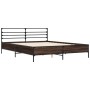 Estructura cama madera ingeniería metal roble ahumado 160x200cm de vidaXL, Camas y somieres - Ref: Foro24-3280054, Precio: 16...