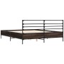 Engineered wood bed frame metal smoked oak 160x200cm by vidaXL, Beds and slatted bases - Ref: Foro24-3280054, Price: 160,86 €...