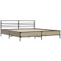 Estructura cama madera ingeniería metal roble Sonoma 200x200 cm de vidaXL, Camas y somieres - Ref: Foro24-3280063, Precio: 16...