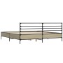 Estructura cama madera ingeniería metal roble Sonoma 200x200 cm de vidaXL, Camas y somieres - Ref: Foro24-3280063, Precio: 16...