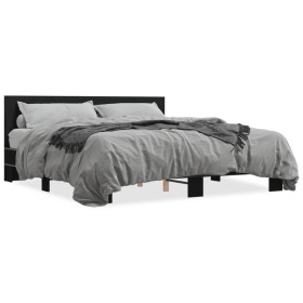 Estructura de cama madera de ingeniería y metal negro 200x200cm de vidaXL, Camas y somieres - Ref: Foro24-3280082, Precio: 17...