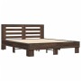 Engineered wood bed frame oak brown metal 160x200 cm by vidaXL, Beds and slatted bases - Ref: Foro24-3280096, Price: 165,01 €...