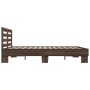 Engineered wood bed frame oak brown metal 160x200 cm by vidaXL, Beds and slatted bases - Ref: Foro24-3280096, Price: 165,01 €...