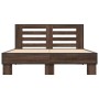 Oak brown metal engineered wood bed frame 120x200 cm by vidaXL, Beds and slatted bases - Ref: Foro24-3280111, Price: 154,36 €...