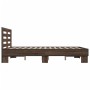 Oak brown metal engineered wood bed frame 120x200 cm by vidaXL, Beds and slatted bases - Ref: Foro24-3280111, Price: 154,36 €...