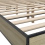 Sonoma oak metal engineered wood bed frame 140x190 cm by vidaXL, Beds and slatted bases - Ref: Foro24-3280113, Price: 151,18 ...