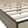 Sonoma oak metal engineered wood bed frame 120x190 cm by vidaXL, Beds and slatted bases - Ref: Foro24-3280118, Price: 146,99 ...