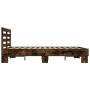 Estructura cama madera ingeniería metal roble ahumado 135x190cm de vidaXL, Camas y somieres - Ref: Foro24-3280124, Precio: 15...