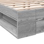 Cama con cajones madera ingeniería gris Sonoma 200x200 cm de vidaXL, Camas y somieres - Ref: Foro24-3280725, Precio: 193,99 €...