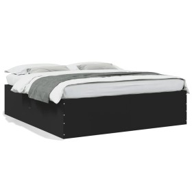 Black engineered wood bed frame 200x200 cm by vidaXL, Beds and slatted bases - Ref: Foro24-3280896, Price: 158,43 €, Discount: %