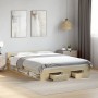 Sonoma oak engineered wood bed with drawers 140x200 cm by vidaXL, Beds and slatted bases - Ref: Foro24-3280750, Price: 167,21...