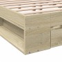 Sonoma oak engineered wood bed with drawers 140x200 cm by vidaXL, Beds and slatted bases - Ref: Foro24-3280750, Price: 167,21...