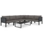 Modulares Sofa mit anthrazitgrauem synthetischem Rattankissen von vidaXL, Modulare Sofas für den Außenbereich - Ref: Foro24-4...