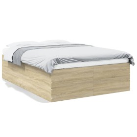 Sonoma oak engineered wood bed frame 120x190 cm by vidaXL, Beds and slatted bases - Ref: Foro24-3280953, Price: 130,99 €, Dis...