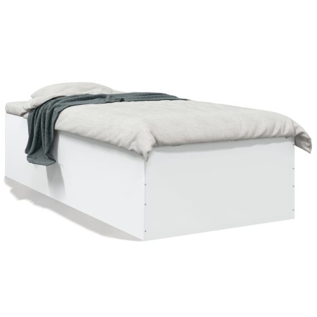 White engineered wood bed frame 100x200 cm by vidaXL, Beds and slatted bases - Ref: Foro24-3280958, Price: 103,99 €, Discount: %