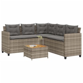 L-förmiges Gartensofa mit Tisch und grauen PE-Rattankissen von vidaXL, Gartensets - Ref: Foro24-369049, Preis: 391,99 €, Raba...