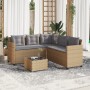 L-förmiges Gartensofa mit beigem PE-Rattantisch und Kissen von vidaXL, Gartensets - Ref: Foro24-369042, Preis: 342,95 €, Raba...