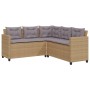 L-förmiges Gartensofa mit beigem PE-Rattantisch und Kissen von vidaXL, Gartensets - Ref: Foro24-369042, Preis: 342,95 €, Raba...