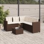 L-förmiges Gartensofa mit Tisch und braunen PE-Rattankissen von vidaXL, Gartensets - Ref: Foro24-369040, Preis: 316,35 €, Rab...